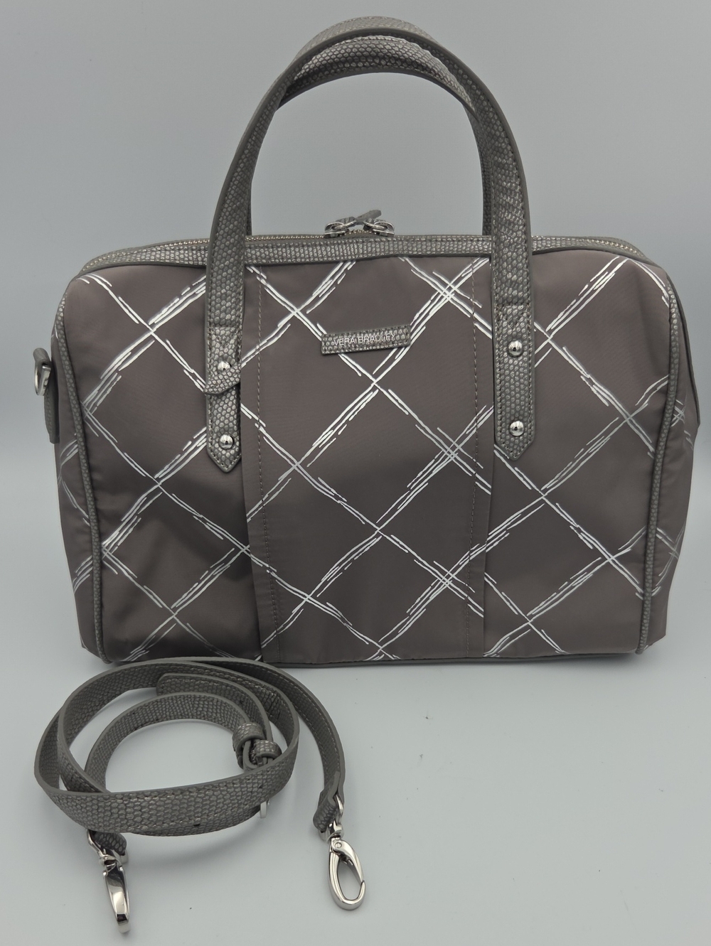Vera Bradley Gray Quilted Pattern Convertible Shoulder Bag